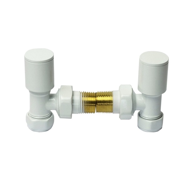 White Angled Towel Rail Radiator Valve (Pair of 2 Valves)