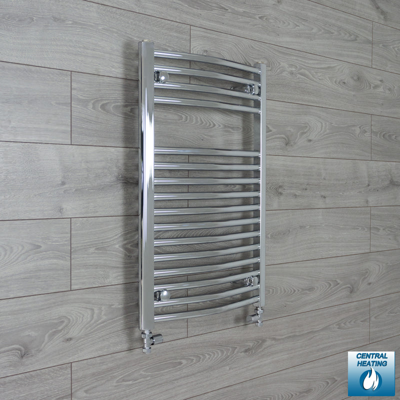Chrome Heated Towel Rail Dimensions - 550mm Pipe Centre, 600mm Overall Width