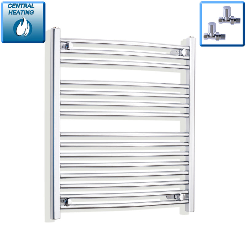 800mm High x 700mm Wide Heated Curved Towel Radiator Chrome