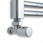 Chrome Angled Towel Radiator Valve Photo as Installed on towel rails