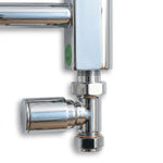 Chrome Straight Towel Radiator Valve Photo as Installed on towel rails