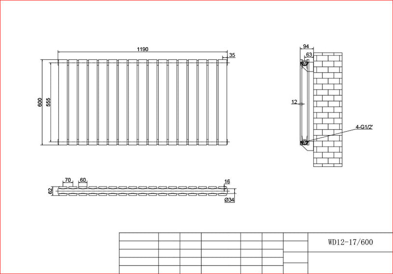 White Horizontal Column Panel Radiators – 600mm Height Single / Double