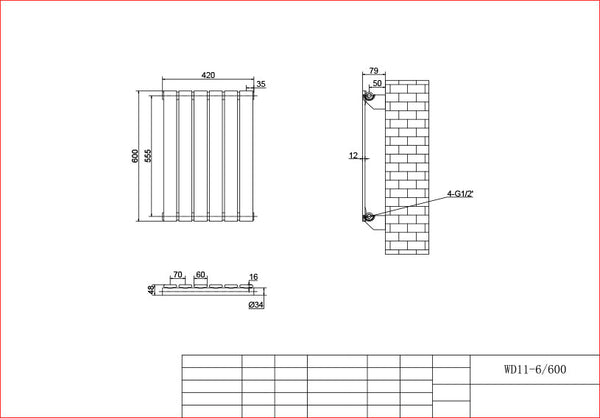 White Horizontal Column Panel Radiators – 600mm Height Single / Double