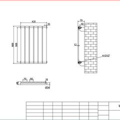 Anthracite Horizontal Column Panel Radiator 600 Height – Single/Double
