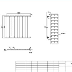 Anthracite Horizontal Column Panel Radiator 600 Height – Single/Double