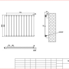 Anthracite Horizontal Column Panel Radiator 600 Height – Single/Double