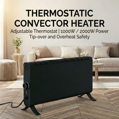 Electric Convector Heater 2000W - Portable Radiator with Adjustable Thermostat