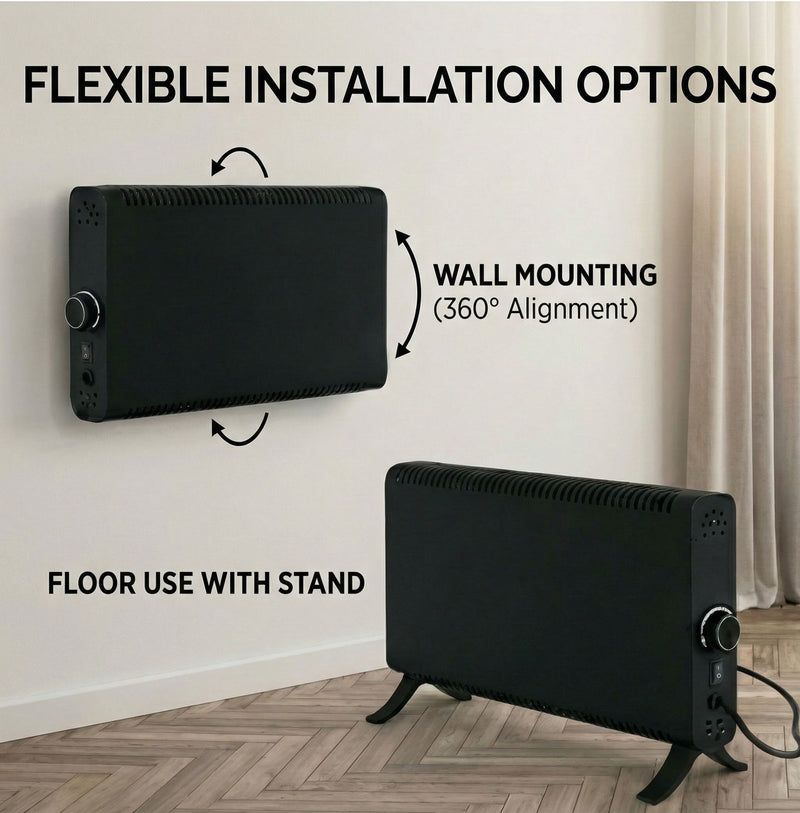 Electric Convector Heater 2000W - Portable Radiator with Adjustable Thermostat