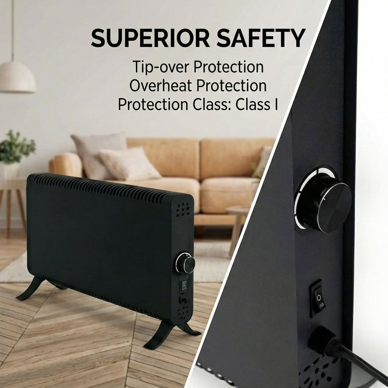 Electric Convector Heater 2000W - Portable Radiator with Adjustable Thermostat