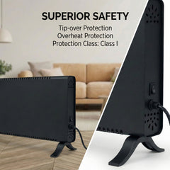 Electric Convector Heater 2000W - Portable Freestanding Radiator, 2 Heat Settings