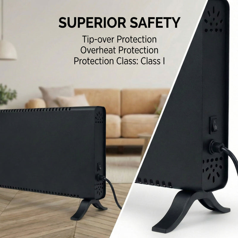 Electric Convector Heater 2000W - Portable Freestanding Radiator, 2 Heat Settings