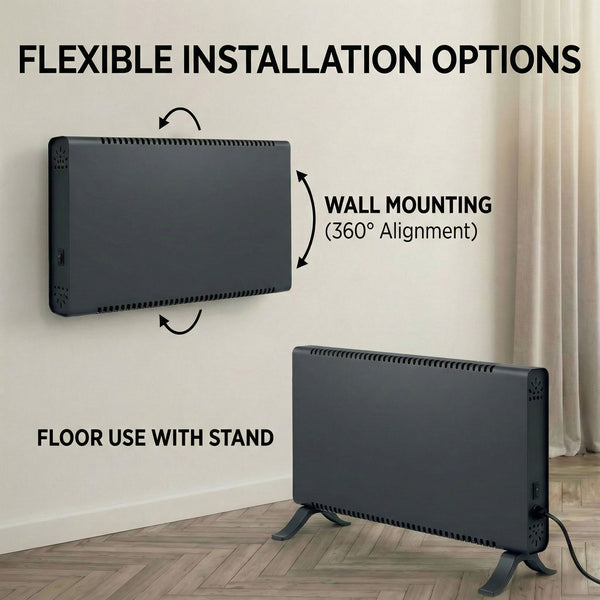 Electric Convector Heater 2000W - Portable Freestanding Radiator, 2 Heat Settings