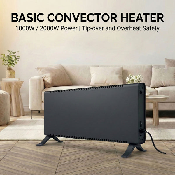 Electric Convector Heater 2000W - Portable Freestanding Radiator, 2 Heat Settings