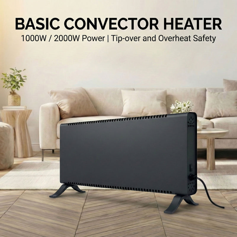 Electric Convector Heater 2000W - Portable Freestanding Radiator, 2 Heat Settings