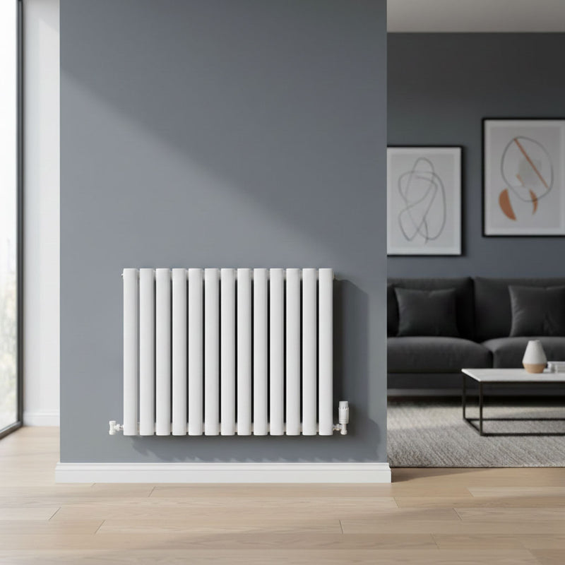 600mm Single Radiator Elegant Rondy 600mm White Horizontal Panel Radiator
