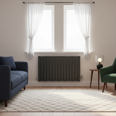 Elegant Flatty Anthracite Horizontal Column Panel Radiator 600 Height – Single/Double