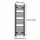 300mm x 1000mm Anthracite Flat Towel Rail Dimensions and Specification Diagram