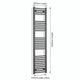 300mm x 1600mm Anthracite Flat Towel Rail Dimensions and Specification Diagram