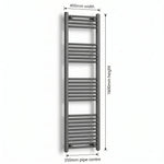 400mm x 1600mm Anthracite Flat Towel Rail Dimensions and Specification Diagram