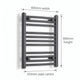 400mm x 600mm Anthracite Flat Towel Rail Dimensions and Specification Diagram
