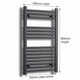 400mm x 800mm Anthracite Flat Towel Rail Dimensions and Specification Diagram