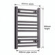 450mm x 600mm Anthracite Flat Towel Rail Dimensions and Specification Diagram