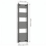 500mm x 1600mm Anthracite Flat Towel Rail Dimensions and Specification Diagram