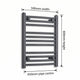 500mm x 600mm Anthracite Flat Towel Rail Dimensions and Specification Diagram