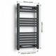 500mm x 800mm Anthracite Flat Towel Rail Dimensions and Specification Diagram