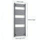 600mm x 1800mm Anthracite Flat Towel Rail Dimensions and Specification Diagram
