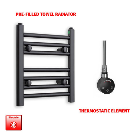 400 x 300 Flat Black Pre-Filled Electric Heated Towel Radiator SMART Thermostatic