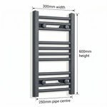 600 Matt Black Towel Rail Dimensions
