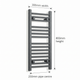 300mm x 800mm Black Flat Towel Rail Dimensions and Specification Diagram