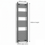 400mm x 1400mm Matt Black Electric Towel Rail Dimensions