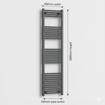 400mm x 1800mm Matt Black Towel Rail Dimensions