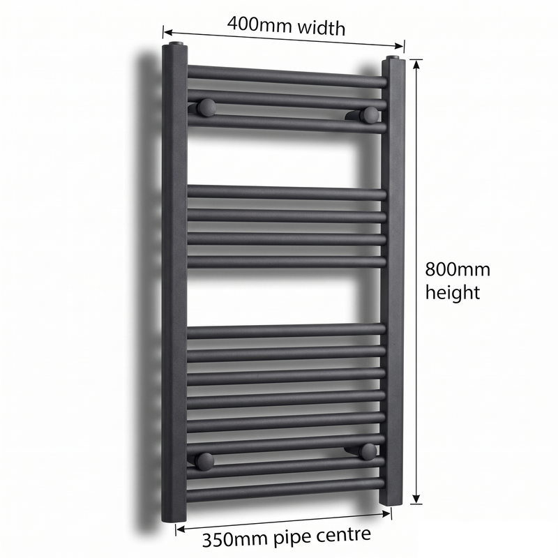 400mm x 800mm Matt Black Towel Rail Dimensions