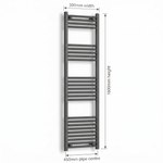 500mm x 1600mm Matt Black Electric Towel Rail Dimensions