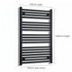 550mm x 1000mm Black Flat Towel Rail Dimensions and Specification Diagram