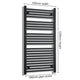 550mm x 1200mm Black Flat Towel Rail Dimensions and Specification Diagram