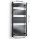 550mm x 1400mm Black Flat Towel Rail Dimensions and Specification Diagram