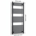 550mm x 1600mm Black Flat Towel Rail Dimensions and Specification Diagram
