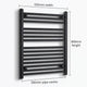 550mm x 800mm Black Flat Towel Rail Dimensions and Specification Diagram