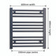 600mm x 600mm Black Flat Towel Rail Dimensions and Specification Diagram