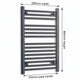 600mm x 800mm Black Flat Towel Rail Dimensions and Specification Diagram