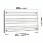1000mm x 600mm Chrome Flat Towel Rail Dimensions and Specification Diagram
