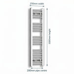 Chrome towel rail dimensions — 250mm × 1000mm