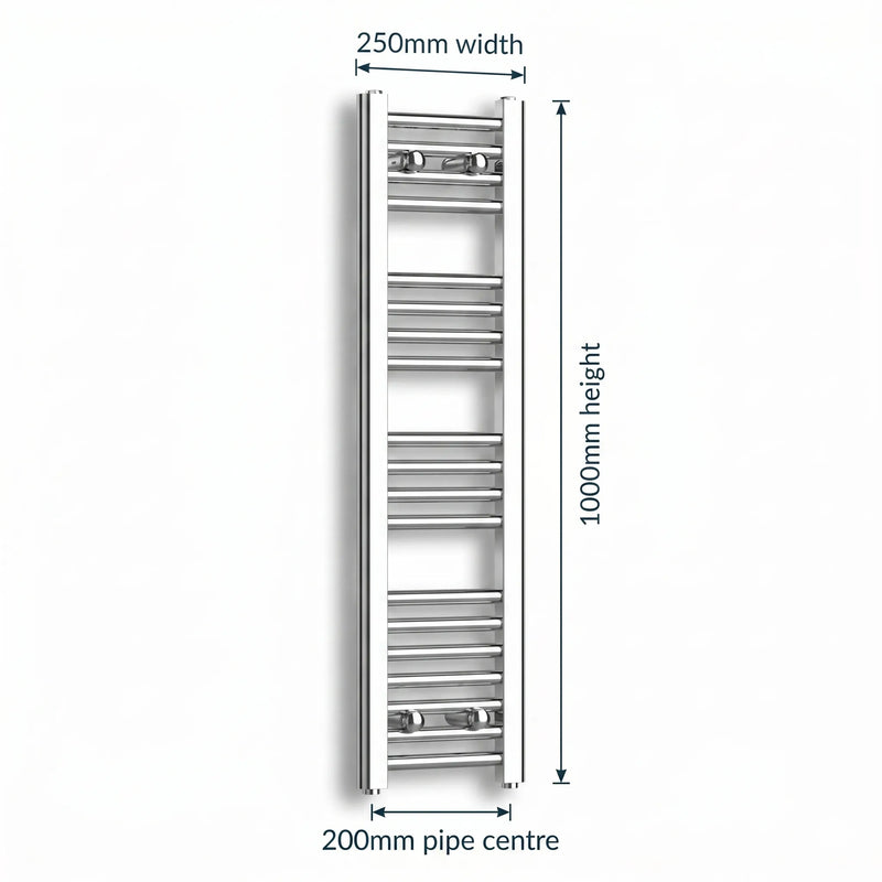 Chrome towel rail dimensions — 250mm × 1000mm