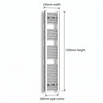 Chrome towel rail dimensions — 250mm × 1200mm
