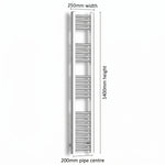 Chrome towel rail dimensions — 250mm × 1400mm