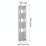 Chrome towel rail dimensions — 250mm × 1600mm